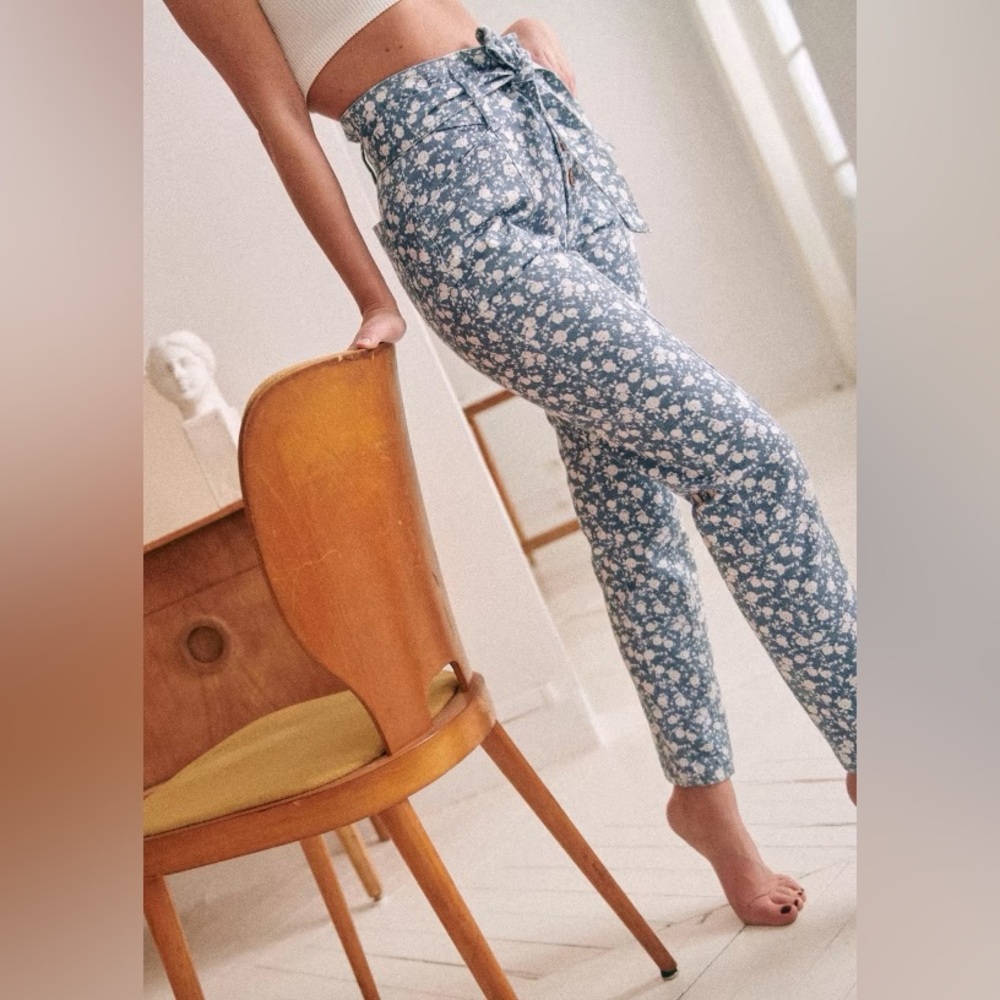 Sezane Blue Floral Pants